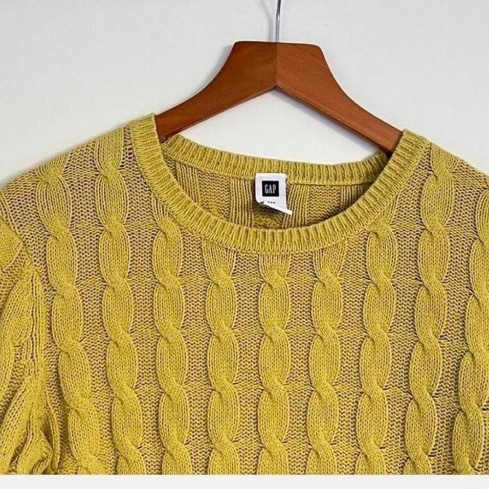 Vintage GAP Mustard Yellow Cable Knit Sweater - Picture 3 of 6